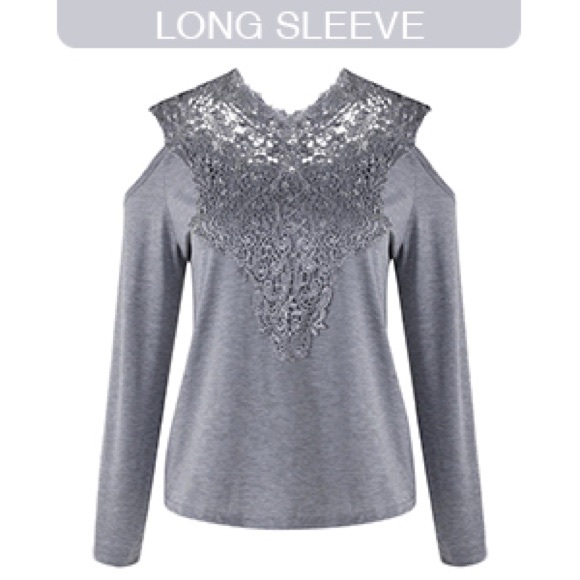 YOINS Sexy Cold Shoulder ~V-neck w/ Lace Insert - Picture 3 of 16